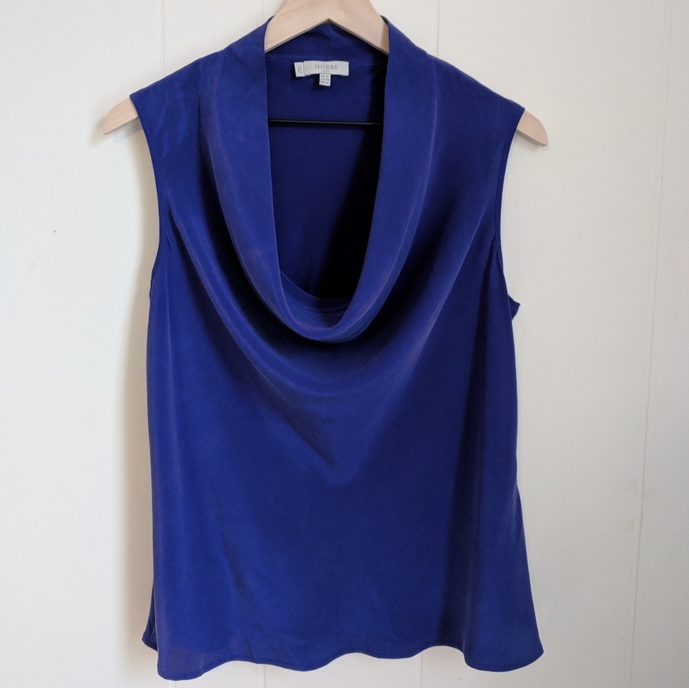 $65 Hobbs Ava 100% Silk Sleeveless Draped Blouse